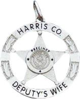 14k white gold custom mini-badge jewelry pendant; round badge with 5 pt 5 point five point star in center in design of Harris County Precinct 4; also available as mini-badge tie tac, lapel pin, cuff links
