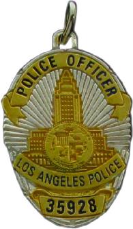 Custom sterling silver with 24k gold plate Los Angeles Police Department mini-badge pendant fine jewelry, also available in 10k or 14k yellow or white gold